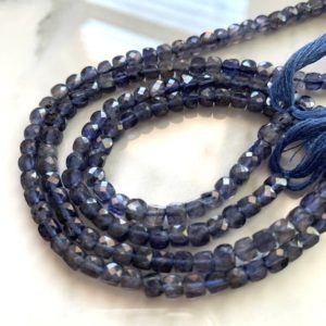 Shop Iolite Faceted Beads! Iolite faceted mini cubes with large holes | Natural genuine faceted Iolite beads for beading and jewelry making.  #jewelry #beads #beadedjewelry #diyjewelry #jewelrymaking #beadstore #beading #affiliate #ad