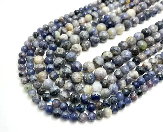 Natural Iolite Beads, Blue Smooth Polished Iolite 6mm 8mm 10mm Gemstone Beads - Rn141