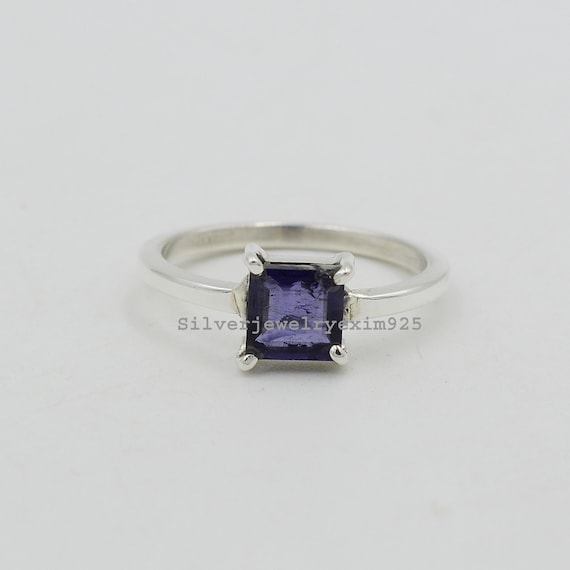 Natural Iolite Ring, Gemstone Ring, Blue Statement Ring, Sterling Silver Rings, Wedding Gift, Dainty Ring, Birthstone Ring, Iolite Jewelry.