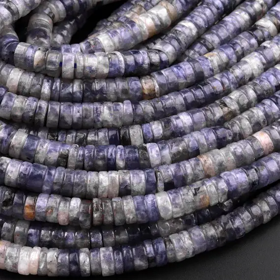 Natural Iolite 6mm Heishi Rondelle Beads 15.5" Strand