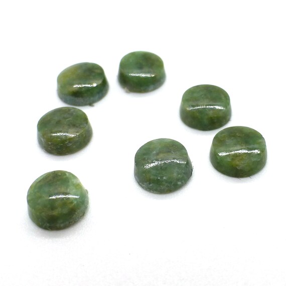 0.850 Carats 6mm Nephrite Jade Cabochon Calibrated Round One Natural Green Vintage New Old Stock Ring Stone - Estate Gemstone Rare Find