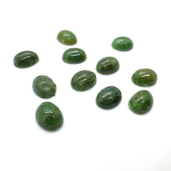 8mm X 6mm Nephrite Jade 8x6 6x8 Cabochon Calibrated Round One Stone Natural Green Vintage New Old Stock Ring Stone Estate Gemstone Rare Find