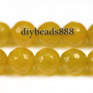 Shop Jade Faceted Beads! Yellow malaysia jade faceted round beads,malaysia jade,natural,diy beads,gemstone,loose beads,8mm,15" full strand | Natural genuine faceted Jade beads for beading and jewelry making.  #jewelry #beads #beadedjewelry #diyjewelry #jewelrymaking #beadstore #beading #affiliate #ad