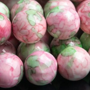 Shop Jade Beads! Rain Flower Jade Beads 10MM Pink and Green Round Loose Beads (106353) | Natural genuine beads Jade beads for beading and jewelry making.  #jewelry #beads #beadedjewelry #diyjewelry #jewelrymaking #beadstore #beading #affiliate #ad