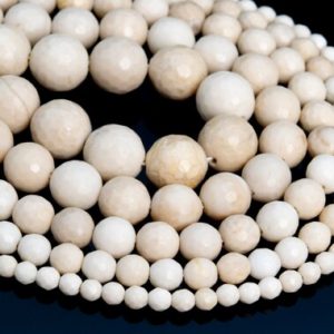 Shop Jasper Faceted Beads! Genuine Natural Beige Fossil Jasper Loose Beads Micro Faceted Round Shape 6mm 8mm 10mm | Natural genuine faceted Jasper beads for beading and jewelry making.  #jewelry #beads #beadedjewelry #diyjewelry #jewelrymaking #beadstore #beading #affiliate #ad