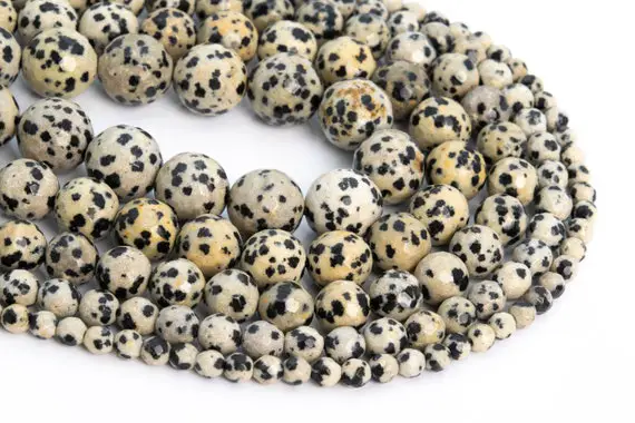 Genuine Natural Dalmatian Jasper Loose Beads Micro Faceted Round Shape 6mm 8mm 10mm