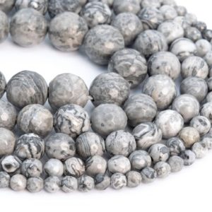 Shop Jasper Faceted Beads! Genuine Natural Gray Crazy Lace Jasper Loose Beads Micro Faceted Round Shape 6mm 8mm 10mm 12mm | Natural genuine faceted Jasper beads for beading and jewelry making.  #jewelry #beads #beadedjewelry #diyjewelry #jewelrymaking #beadstore #beading #affiliate #ad