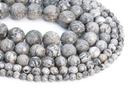 Genuine Natural Gray Crazy Lace Jasper Loose Beads Micro Faceted Round Shape 6mm 8mm 10mm 12mm