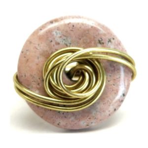 Shop Jasper Rings! Pink Jasper Ring Gentle Touch Energy Gem Gold Wire Wrap | Natural genuine Jasper rings, simple unique handcrafted gemstone rings. #rings #jewelry #shopping #gift #handmade #fashion #style #affiliate #ad