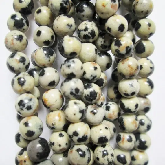 Natural Dalmation Jasper Beads - Round 4 Mm Gemstone Beads - Full Strand 15 1/2", 90 Beads, A Quality