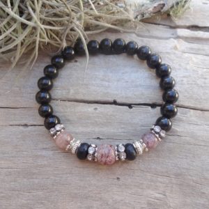 Melody Super Seven, Black Jet Stone bracelet / healing Reiki gifts balance stones | Natural genuine Jet bracelets. Buy crystal jewelry, handmade handcrafted artisan jewelry for women.  Unique handmade gift ideas. #jewelry #beadedbracelets #beadedjewelry #gift #shopping #handmadejewelry #fashion #style #product #bracelets #affiliate #ad