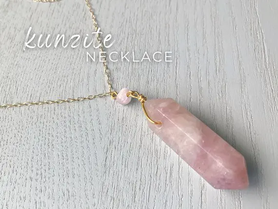 Kunzite Necklace Silver Or Gold Raw Crystal Point Necklace, Purple Gemstone Necklace, Kunzite Crystal Jewelry, Gift For New Moms, Wife, Her