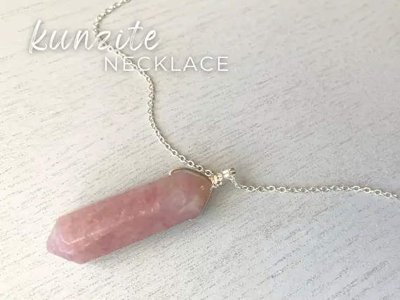 Small Kunzite Necklace, Purple Stone Necklace, Raw Kunzite Crystal Necklace For Women, Kunzite Pendant, Real Crystal Necklace For Men, Women