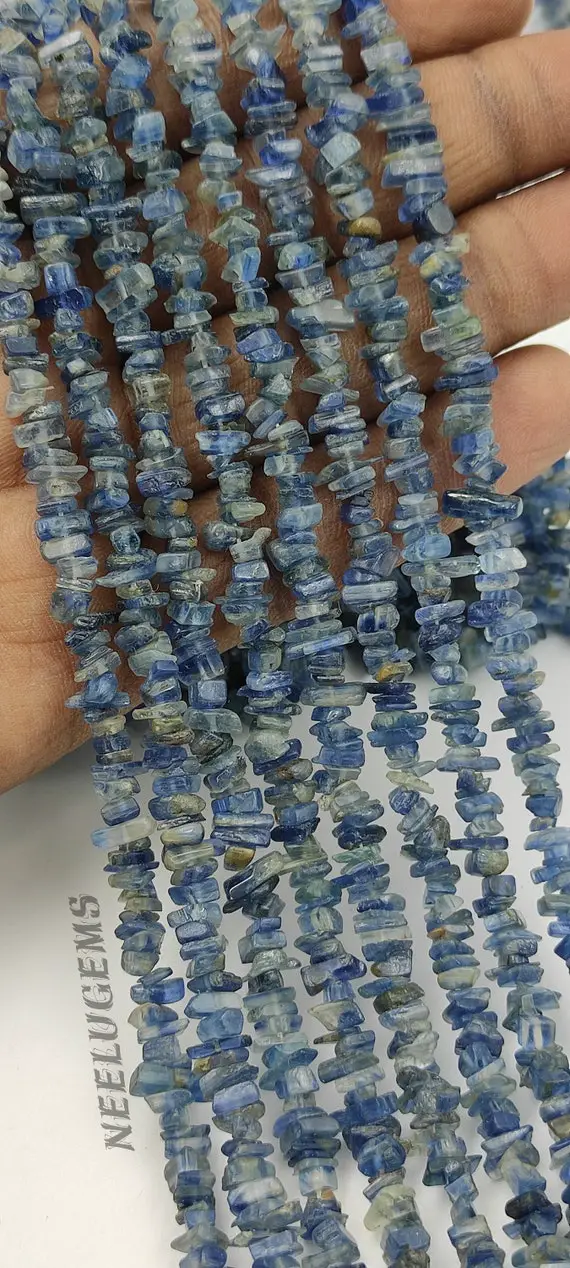 Aaa+ Quality Natural Blue Kyanite Raw Uncut Chips Gemstone Beads,kyanite Raw Rough Uncut Beads,34" Blue Kyanite Beads For Handmade Jewelry