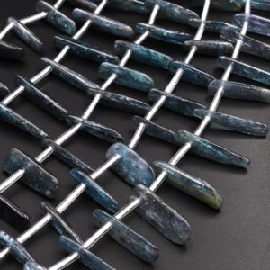 Shop Kyanite Chip & Nugget Beads! Natural Teal Green Blue Kyanite Freeform Spike Beads Long Stick Chip 15.5" Strand | Natural genuine chip Kyanite beads for beading and jewelry making.  #jewelry #beads #beadedjewelry #diyjewelry #jewelrymaking #beadstore #beading #affiliate #ad