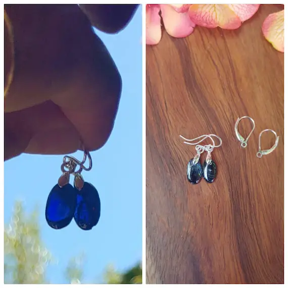 Perfectly Inperfect Dainty Cobolt Blue Kyanite Earrings.  Little Kyanite Earrings. Sterling Silver Kyanite Earrings