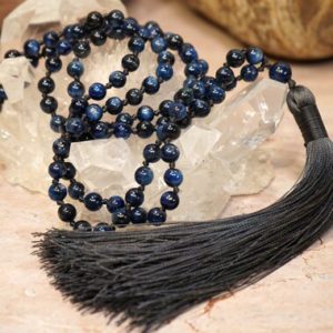 Kyanite Mala Beads • Hand-Knotted Mala • Kyanite Mala Necklace • 6mm • Mala Women • Kyanite Mala with Tassel  • Dark Blue Mala •  2927 | Natural genuine Gemstone necklaces. Buy crystal jewelry, handmade handcrafted artisan jewelry for women.  Unique handmade gift ideas. #jewelry #beadednecklaces #beadedjewelry #gift #shopping #handmadejewelry #fashion #style #product #necklaces #affiliate #ad