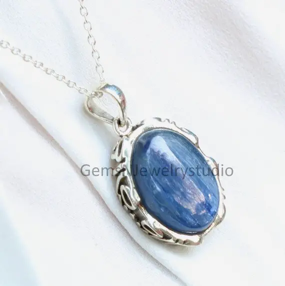 Kyanite Sterling Silver Pendant, Gift For Her, Boho Jewelry, Blue Kyanite Gemstone Jewelry, Christmas Jewelry, Xmas Gift Ideas, Wedding Gift