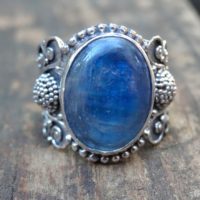 Large 10ctw Blue Kyanite Sterling Silver Ring Size 7, Natural Kyanite Raw Gemstone Ring, 925 Silver Blue Kyanite Bohemian Statement Ring 7 | Natural genuine Gemstone jewelry. Buy crystal jewelry, handmade handcrafted artisan jewelry for women.  Unique handmade gift ideas. #jewelry #beadedjewelry #beadedjewelry #gift #shopping #handmadejewelry #fashion #style #product #jewelry #affiliate #ad