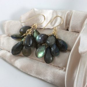 Labradorite Earrings 14k Solid Gold Or Filled Cluster Style Smooth Teardrop Large Earrings Aaa Blue Green Golden Flash Pear 2 Inch Natural | Natural genuine Gemstone jewelry. Buy crystal jewelry, handmade handcrafted artisan jewelry for women.  Unique handmade gift ideas. #jewelry #beadedjewelry #beadedjewelry #gift #shopping #handmadejewelry #fashion #style #product #jewelry #affiliate #ad