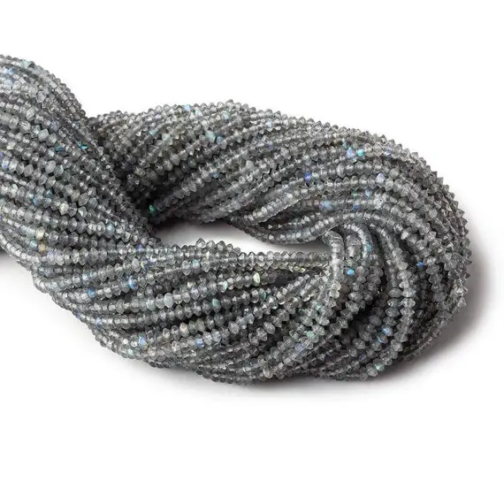A Grade 3mm Labradorite Disc Rondelle Beads, Gray Beads, Grey Beads, Labradorite Rondelle Beads