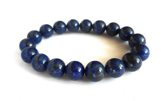 10mm Lapis Lazuli Bracelet Lapis Lazuli Jewelry Blue Lapis Bracelet For Women Men Blue Lapis Jewelry Blue Gemstone Bracelet Blue Stone