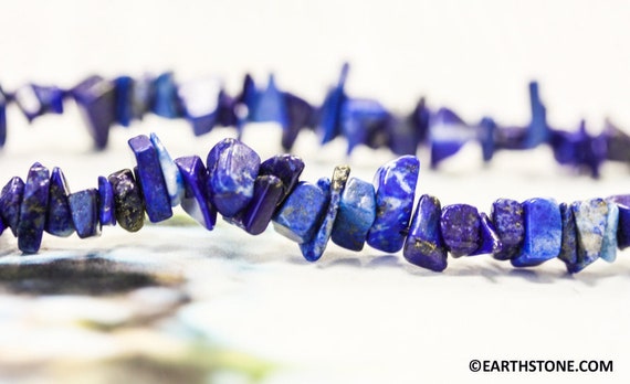 S/ Natural Lapis 6x Chips Beads 35" Long Strand Size Varies Natural Royal Blue Color Lapis Chips Beads For Jewelry Making
