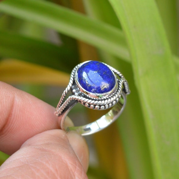 Lapis Lazuli Ring, Handmade Rings, 925 Sterling Silver Rings, Gemstone Jewelry, Blue Lapis Ring, Statement Rings, Bohemian Jewelry.