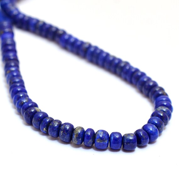 Aaa+ Lapis Lazuli 5mm-6mm Smooth Rondelle Beads | 8inch Strand | Deep Blue Natural Lapis Semi Precious Gemstone Beads For Jewelry Making