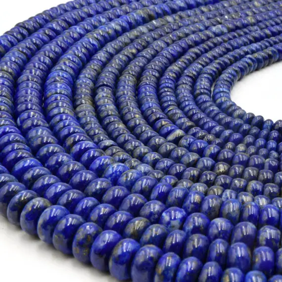 Lapis Lazuli Beads | Glossy Rondelle Natural Blue Lapis Beads | Gemstone Beads  - 5mm 6mm 8mm