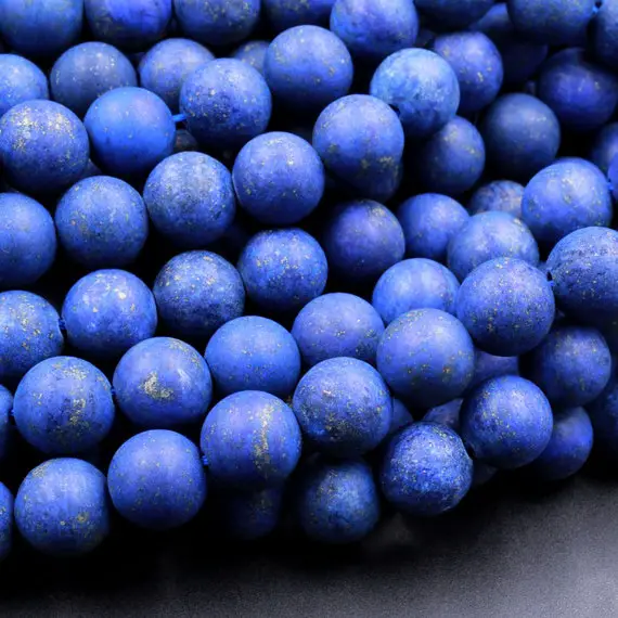 Matte Blue Lapis 4mm 6mm 8mm 10mm Round Beads 15.5" Strand