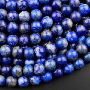 Shop Lapis Lazuli Beads! Natural Blue Lapis 4mm 6mm 8mm 10mm 12mm Round Beads 15.5" Strand | Natural genuine beads Lapis Lazuli beads for beading and jewelry making.  #jewelry #beads #beadedjewelry #diyjewelry #jewelrymaking #beadstore #beading #affiliate #ad