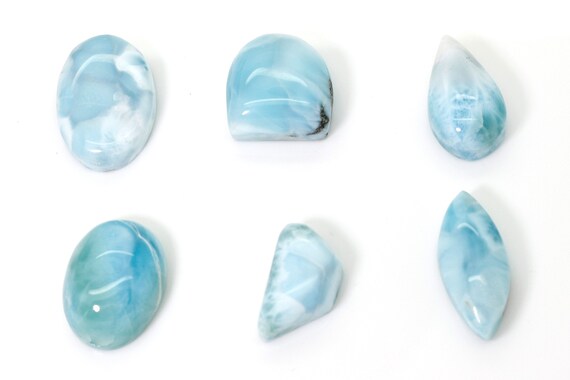 Natural Dominican Larimar Cabochon Chips Rock Stone Gemstone Variety Shape Flat Drop Pear Oval Beads For Pendant - Pgl69