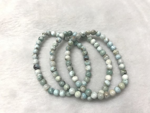 Special Offer Genuine 5.5-6mm Unround Nuggets Blue Larimar Grade Ab Beads Finished Bracelet 6.85-7.1 Inch - 1piece