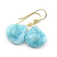 Blue Larimar Earrings Natural Heart Smooth Simple Large Drop Sterling Silver Or 14k Solid Gold Or Filled Baby Soft Blue Contemporary Cut | Natural genuine Gemstone jewelry. Buy crystal jewelry, handmade handcrafted artisan jewelry for women.  Unique handmade gift ideas. #jewelry #beadedjewelry #beadedjewelry #gift #shopping #handmadejewelry #fashion #style #product #jewelry #affiliate #ad