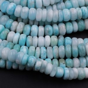 Shop Larimar Beads! Natural Blue Larimar Beads Smooth 6mm 8mm 10mm Rondelle High Quality Real Genuine Larimar Gemstone 15.5" Strand | Natural genuine beads Larimar beads for beading and jewelry making.  #jewelry #beads #beadedjewelry #diyjewelry #jewelrymaking #beadstore #beading #affiliate #ad