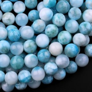 Shop Larimar Beads! AA Genuine Natural Blue Larimar 6mm 7mm 8mm 10mm 12mm Round Real Genuine Larimar Gemstone Beads 15.5" Strand | Natural genuine beads Larimar beads for beading and jewelry making.  #jewelry #beads #beadedjewelry #diyjewelry #jewelrymaking #beadstore #beading #affiliate #ad