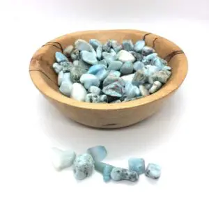 Shop Tumbled Larimar Crystals & Pocket Stones! Very rare larimar tumbled chips small 10grams | Natural genuine stones & crystals in various shapes & sizes. Buy raw cut, tumbled, or polished gemstones for making jewelry or crystal healing energy vibration raising reiki stones. #crystals #gemstones #crystalhealing #crystalsandgemstones #energyhealing #affiliate #ad