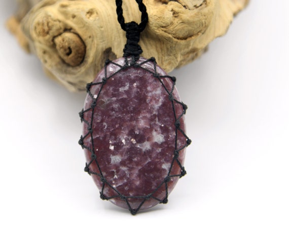 Large Lepidolite Necklace For Women, Healing Stone Pendant, High-quality Lepidolite Crystal Jewelry, Birthday Gifts For Her