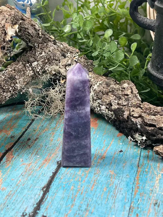 Lepidolite Crystal Tower - Point - Reiki Charged - Calming Energy - Lilac Lithium Lepidolite - Support For  Depression & Anxiety