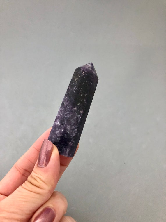 Lepidolite Purple Mica Crystal Point Metaphysical Crystal Grid Crystal Magick Witch Altar Mica Crystal Point Generator Stone Metaphysical