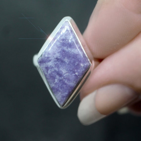 Lilac Frost  - Light Purple Lepidolite Sterling Silver Ring Size 7.5