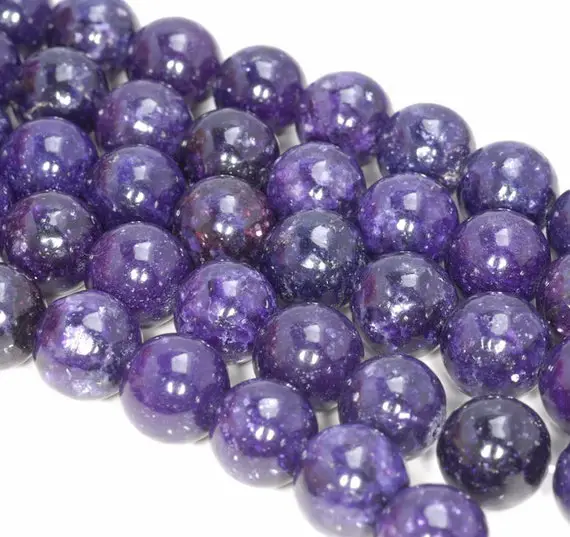 11-12mm Genuine Purple  Lepidolite Gemstone Grade Aaa Round Loose Beads 7 Inch Half Strand (80003777-b93)