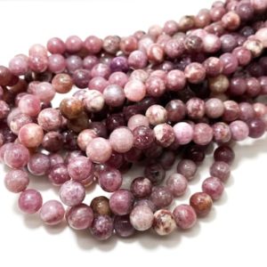 Shop Lepidolite Round Beads! Natural Rare Cherry Rose Red Lepidolite Smooth Round Loose Gemstone Beads – 6mm 8mm 10mm Full 15.5" Strand – RN24 | Natural genuine round Lepidolite beads for beading and jewelry making.  #jewelry #beads #beadedjewelry #diyjewelry #jewelrymaking #beadstore #beading #affiliate #ad