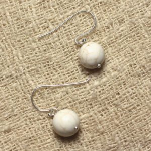 Shop Magnesite Earrings! Earrings 925 Sterling Silver And Stone – Magnesite 10mm | Natural genuine Magnesite earrings. Buy crystal jewelry, handmade handcrafted artisan jewelry for women.  Unique handmade gift ideas. #jewelry #beadedearrings #beadedjewelry #gift #shopping #handmadejewelry #fashion #style #product #earrings #affiliate #ad