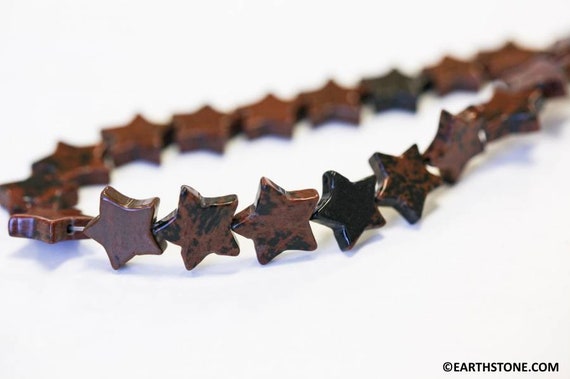 M/ Mahogany Obsidian 12mm Star Beads 8" Strand 20pcs Size Varies Natural Brown/black Gemstone Beads For Jewelry Making