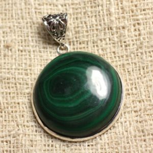 Shop Malachite Pendants! N2 – 925 sterling silver pendant and 30mm round Malachite stone- | Natural genuine Malachite pendants. Buy crystal jewelry, handmade handcrafted artisan jewelry for women.  Unique handmade gift ideas. #jewelry #beadedpendants #beadedjewelry #gift #shopping #handmadejewelry #fashion #style #product #pendants #affiliate #ad