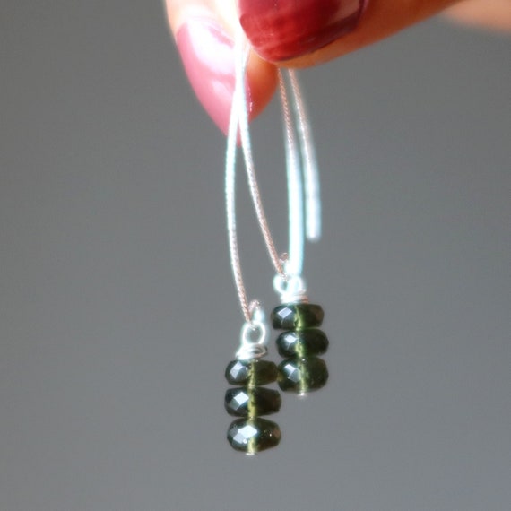 Moldavite Earrings Swing On A Star Sparkling Green Gemstones