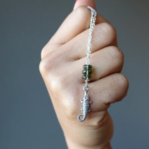 Shop Moldavite Necklaces! Moldavite Necklace Green Alligator Galactic Guardian Gems | Natural genuine Moldavite necklaces. Buy crystal jewelry, handmade handcrafted artisan jewelry for women.  Unique handmade gift ideas. #jewelry #beadednecklaces #beadedjewelry #gift #shopping #handmadejewelry #fashion #style #product #necklaces #affiliate #ad