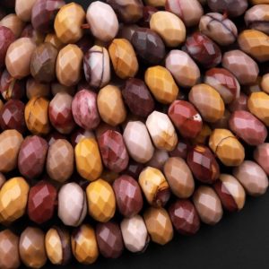 Shop Mookaite Jasper Faceted Beads! Large Australian Mookaite 10mm Faceted Rondelle Beads Sunset Color Red Yellow Maroon 15.5" Strand | Natural genuine faceted Mookaite Jasper beads for beading and jewelry making.  #jewelry #beads #beadedjewelry #diyjewelry #jewelrymaking #beadstore #beading #affiliate #ad